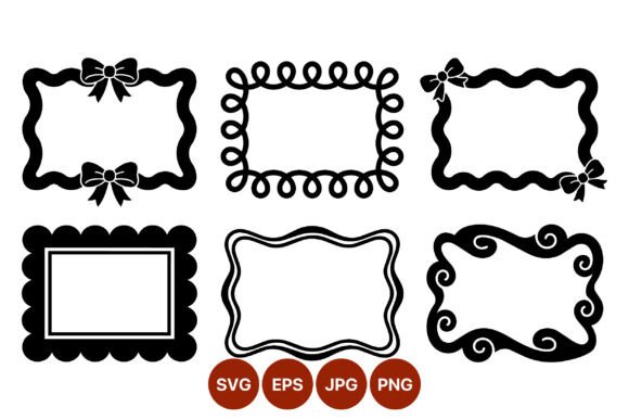 Black Decorative Frame Bow Set: Graphics & Illustrations for Handmade Brands