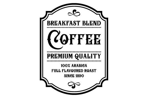 Coffee Jar Label Vintage Decorative EPS: Graphics & Illustrations