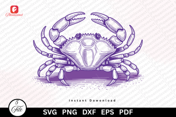 Cottagecore Ocean Vintage Crab SVG PNG Graphics