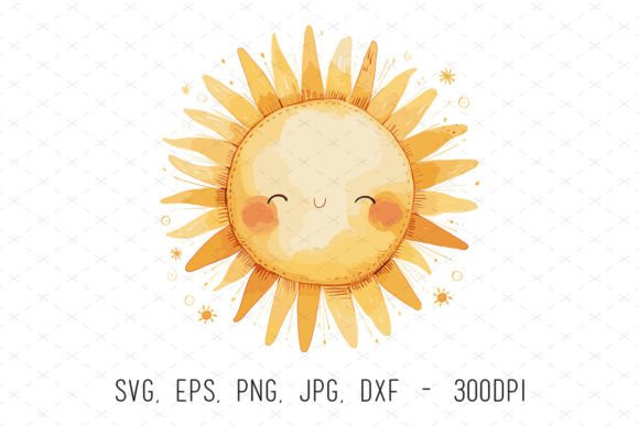 Cute Watercolor Sun Baby Nursery Clipart