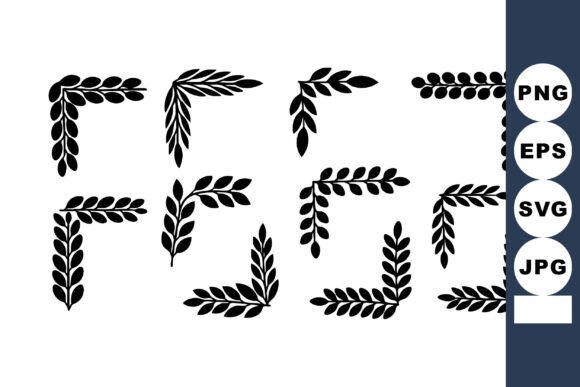 Decorative Black Wheat Corner Frames: Graphics & Illustrations
