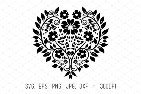 Decorative Floral Heart Graphics for Branding