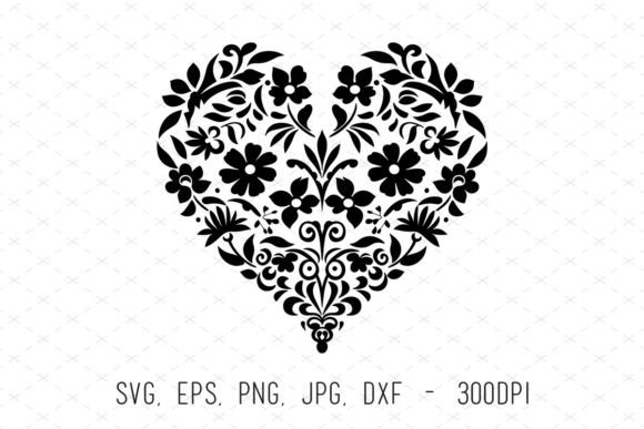 Decorative Heart Ornament Floral Vector Graphics