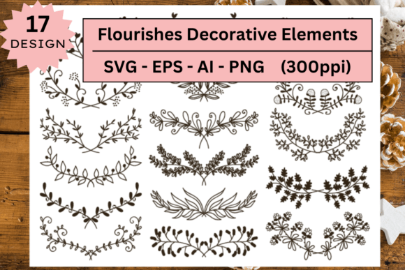 Flourishes Decorative Elements SVG Set: Graphics & Illustrations for Handmade Brands