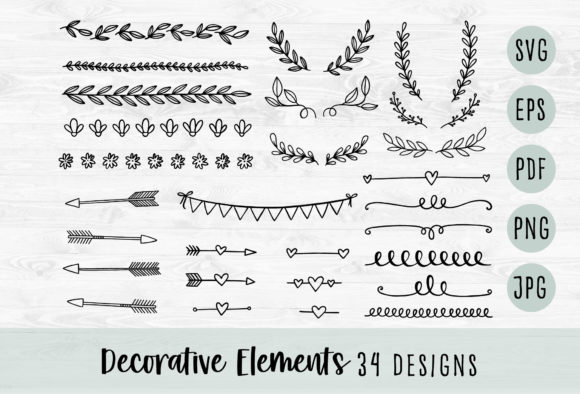 Hand Drawn Decorative Elements SVG: Graphics & Illustrations