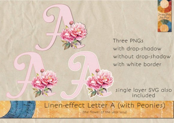 Linen-effect Decorative a with Peonies