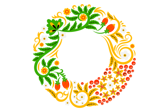 Ornate Wreath Design for Embroidery