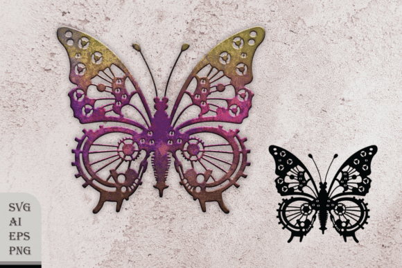 Steampunk Butterfly Graphics for Local Branding