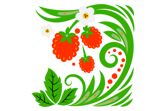 Stylized Berry Branch Decorative Element