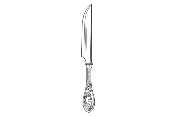 Table Knife with Decorative Rococo Ornam Graphics